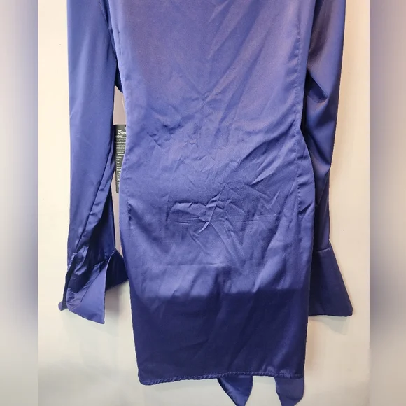 New Sexy Bodycon Wrap Dress Mini Clubbing Party Dress  Satin Size XL - Picture 10 of 10